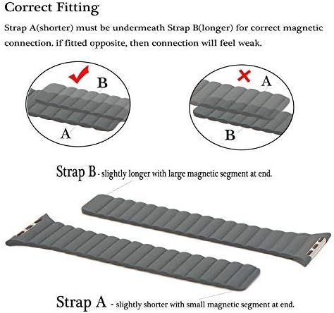 INI Compatible with Apple Watch Band 49mm 46mm 45mm 44mm 42mm 41mm 40mm 38mm - Adjustable Leather Strap with Magnetic Closure System for iWatch Series 10 Ultra 2 Ultra/9/8/7/SE/6/5/4/3/2/1 - Fossil - Image 2