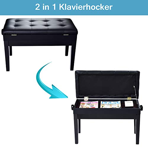 Pianobank Costway Klavierhocker höhenverstellbar in Schwarz