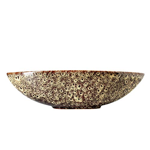 Hosley Set Of 2 Decorative Oval Ceramic Bowl Peacock Feather Pattern 14.5 Inch Long. Bowl For Orbs And Potpourri. #TOP3