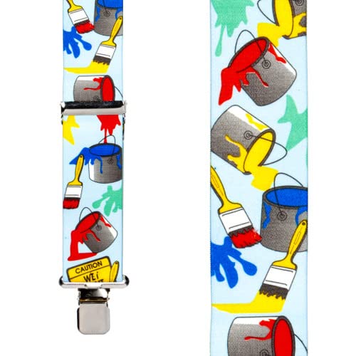 Suspender Store Novelty Painter Design Suspenders - 2-Inch Wide Elastic - X-Back - Clip - 42