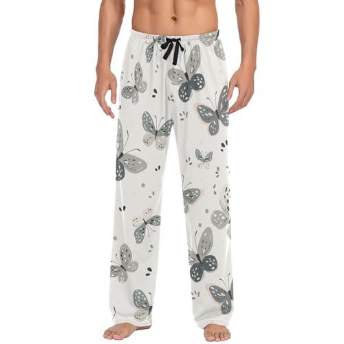 Mens Pajama Pants Boho Butterfly Retro Soft Lounge Sleep Pj Bottoms with Drawstring Pockets2