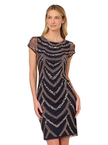 Image of Adrianna Papell Womens Beaded Cocktail Dress