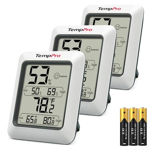 TempPro TP50 3 Pieces Digital Hygrometer Indoor Thermometer Room Thermometer and Humidity Gauge with Temperature Humidity Monitor (Previously ThermoPro)