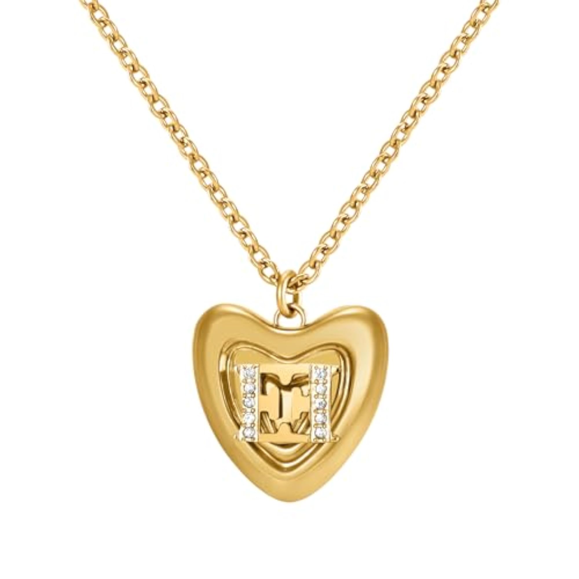 Women's Adjustable Gold Plated Mina Heart Logo Necklace, Gift for Her