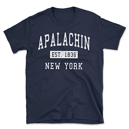 Apalachin New York Classic Established Men's Cotton T-Shirt Navy