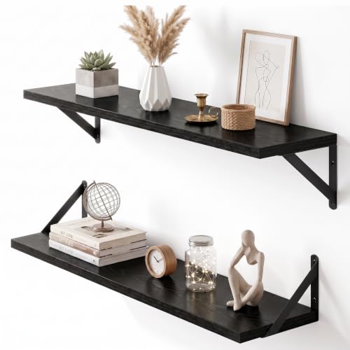 Dreamland Wall Mounted Floating Shelves Set of 2, 30x8, Black