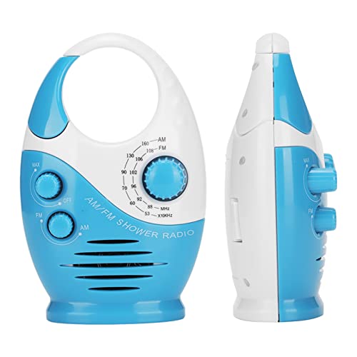 Shower Radio Am Fm,Waterproof Radio for AM FM Portable Radio Portable Hook Type Broadcast Music Shower Speaker Radio Blue