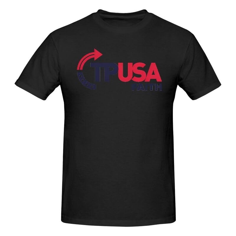 Turning Point USA TPUSA Faith Crew Neck Short Sleeve T-Shirt for Men Cotton T-Shirts Black