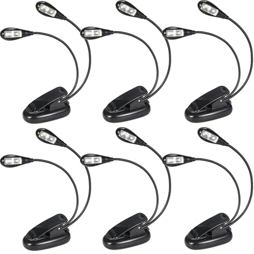image for ASZUNE 6Pack Music Stand Light Clip on LED Book Lights, USB and AAA Ba