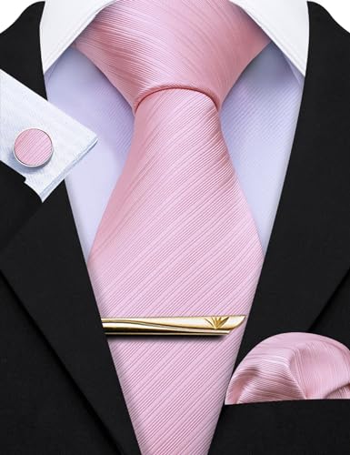 Image of Barry.Wang Designer Mens Tie Sets Collection, Eleagnt Gift Box Tie Clips Handkerchief Cufflink Set