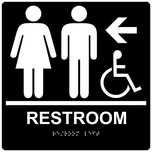 Panneau WC PMR acrylique noir de qualité supérieure avec marquage en relief