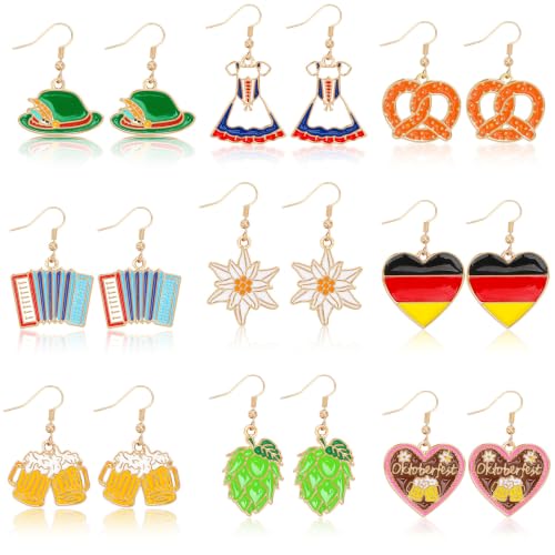 Boucles d'oreilles pendantes bière lot de 9 paires pour femme accessoires de fête