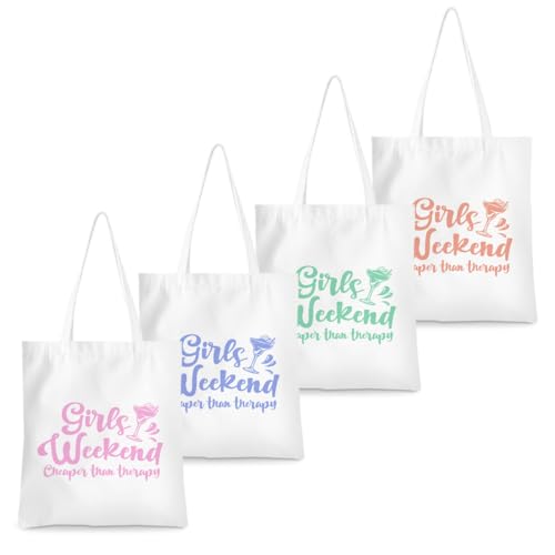 CQM 4Pcs Girls Weekend Gifts Girls Trip Tote Bag Girl Trip Gifts Favors Travel Gift Funny Beach Bag Weekender Bags for Women Girl Bridesmaid Bestie Friend Graduation Wedding Birthday Gift