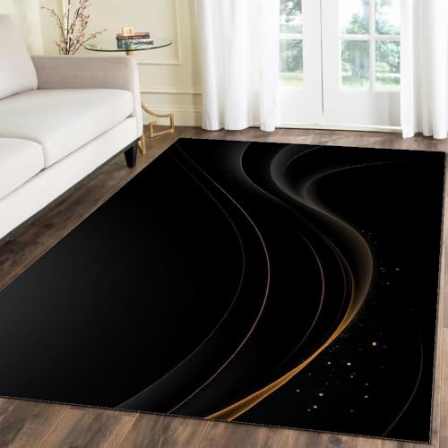 Tapis de salon facile à nettoyer antidérapant en polyester doux 3D - 4