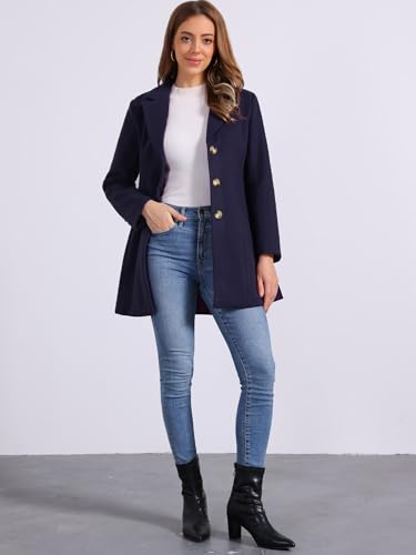 Image of Allegra K Womens Winter Elegant Pea Coat 2026 Single Breasted Long Overcoat | Notch Lapel Collar, Warm, Work Office Trench Coats,Outwear Outfit