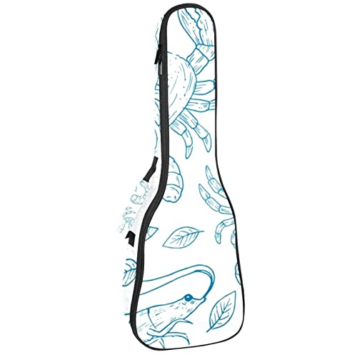 Sac de transport étanche pour ukulélé ténor et soprano avec housse rembourrée à motif crevettes