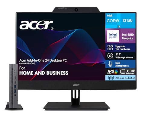 Image of Acer Chromebox CX15 Add-in-One Desktop PC, 24 inch FHD IPS Monitor Combo | i3-1215U, 16GB DDR4, 512GB eMMC SSD, Speakers /Microphone /Webcam, Chrome OS