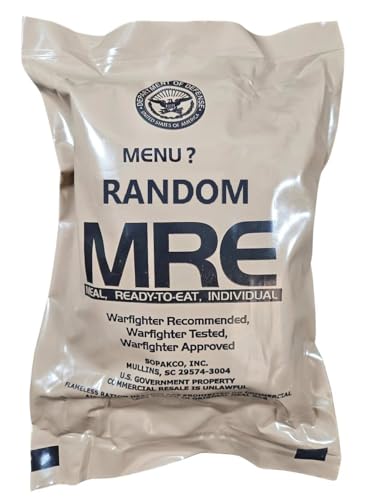 Authentic USGI Meal, Ready to Eat (MRE) – Random Menu Selection(s) – Complete US Military Ration with Entree, Side, Dessert, Drink Mix, Utensils and Heater! (6) Authentic USGI Meal, Ready to Eat (MRE) – Random Menu Selection(s) – Complete US Military Ration with Entree, Side, Dessert, Drink Mix, Utensils and Heater! (6)