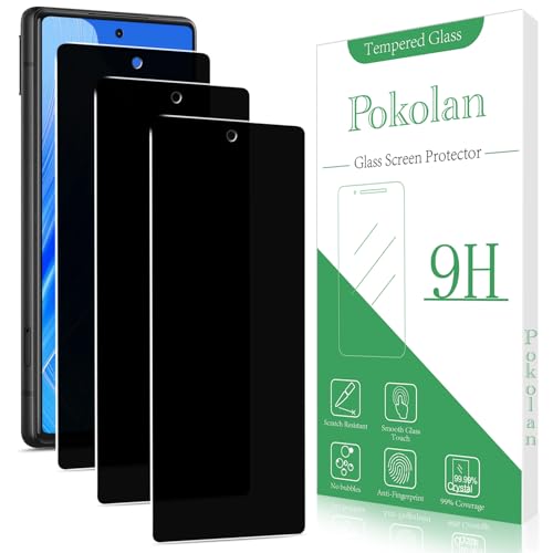 Pokolan 3 Piezas Protector Pantalla Privacidad para Google Pixel 6, Cristal Vidrio Templado Anti Espía, Antirrayas, Antihuellas, 9H Dureza