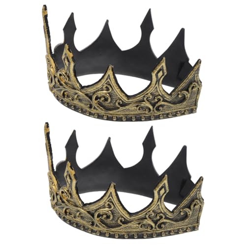 MOKKHNB 2個 発泡柔軟中世国王クラウン 可能な粘着バンド付き男性用ロイヤル装飾ヘッドバンド ハロウィン コスプレ パーティー向け