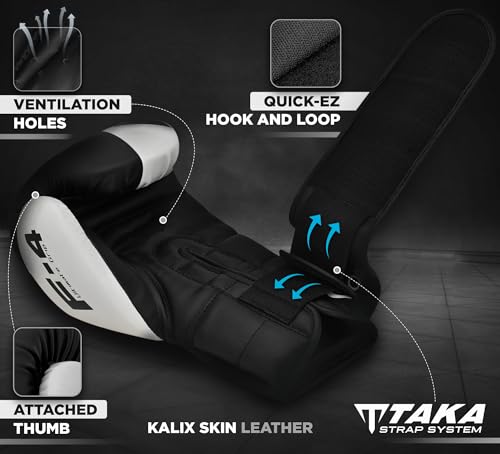 Image of RDX Boxing Gloves, Maya Hide Leather Training Gloves for Muay Thai, Kickboxing, Sparring, Punch Bag, Punching Bag, Kickboxing Gloves, Martial Arts Training, Home Gym, Men, Women, 8 10 12 14 16 oz