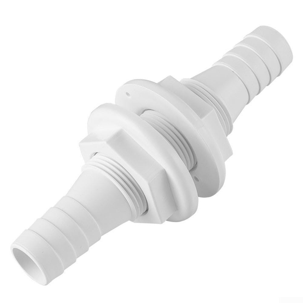 Niceminiwall Double Ended Through Hull Connector 3/4 Inch ABS Plastic for Yacht Ship Boat Deck Drain Bilge Pump Pipe Secure Hose Connection White 128mm Length