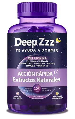 Melatonina de Liberación Prolongada - Pastillas Naturales Fuertes Para Dormir Bien Adultos - Valeriana, Pasiflora y Griffonia | Deep Zzz - Sueño Profundo