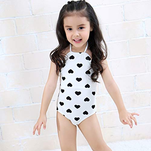 VALICLUD 2Pcs Crianças Meninas Set Swimwear Halter Pescoço Top Cópia Do Coração Crianças Haler Maiôs