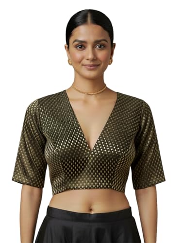 Image of Thevasa Women's Everyday Divine Depth V Neck Half Sleeves Blouse