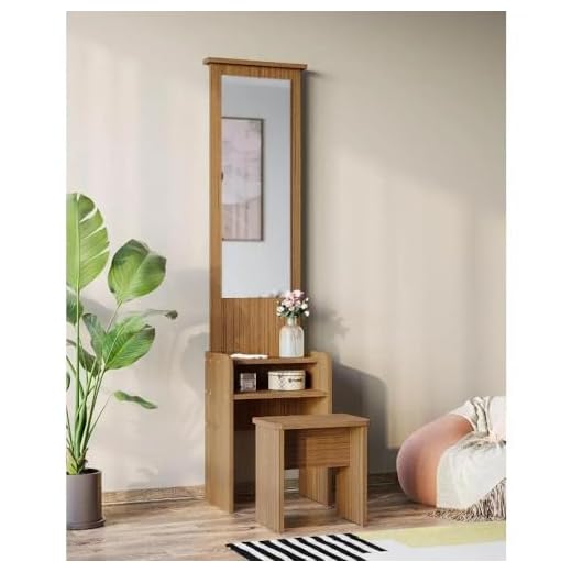Wakefit Dressing Table with Mirror | 1 Year Warranty | Dressing Table, Dressing Table with Mirror and Storage, Dressing Table with Stool (Engineered Wood - Urban Teak, Heka)