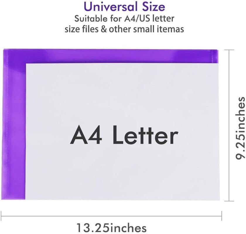 Image of Premium A4 FS Size Envelope Document Folder Storage Case, Clear Plastic File Organizer with Snap Button, Multicolor Holder for Certificates, Papers & Stationery (Pack of 5)