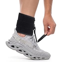 Tenbon Ankle Support Drop Foot Brace Orthosis - Comfort Cushioned Adjustable Wrap Compression For Improved Walking Gait, Prevents Cramps Ankle Sprains (Black)