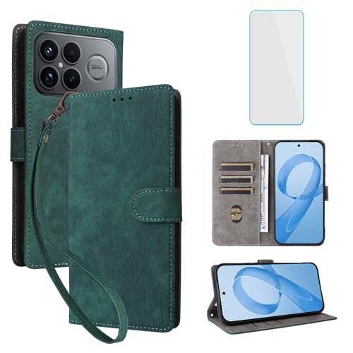 Étui de protection Xiaomi Poco F8 Ultra 5G clapet en cuir de qualité vert