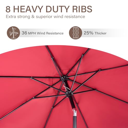 9 Ft Patio Umbrella With Push Button Tilt And Crank System - Uv Resistant Polyester Fabric thumb #5