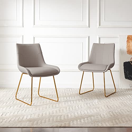 Hipihom Dining Chair Set Of 2, Mid Century Modern Faux Leather Dining Chair, Kitchen Side Comfy Chairs (2-Gold Legs) #TOP5