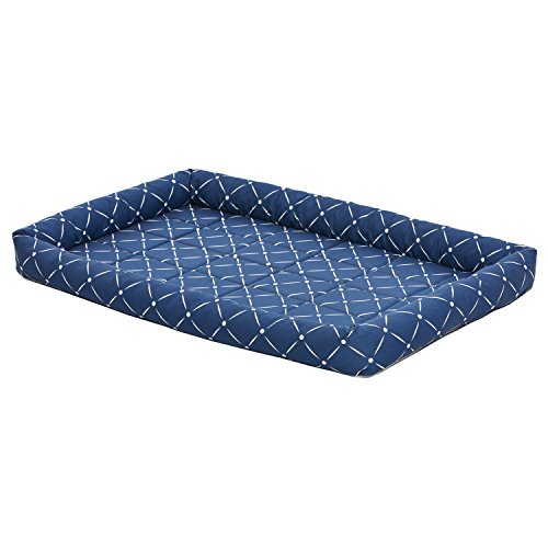 Image of Midwest Homes for Pets 40236-BLD Quiet Time Couture Ashton Bolster Pet Bed, Intermediate Dog /36, Blue