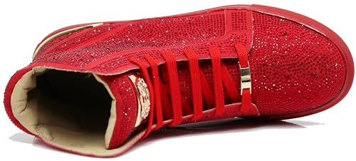 Image of Enzo Romeo Men's Fashion High Top Crystal Shimmer Rhinestone Blink Flat Sneakers Shoes
