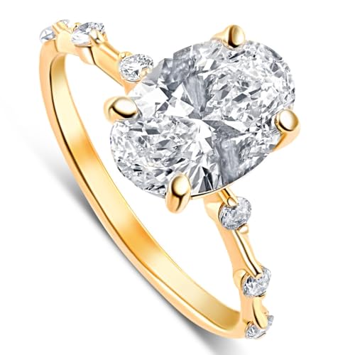 Pompeii Certified 2 3/4Ct TW Oval Diamond Engagement Ring Lab Grown 14k Gold (G/H,VS2-SI1)2