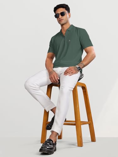 Image of BULLMER Trendy Solid Zipper Collar /Polo Neck Tshirt for Men