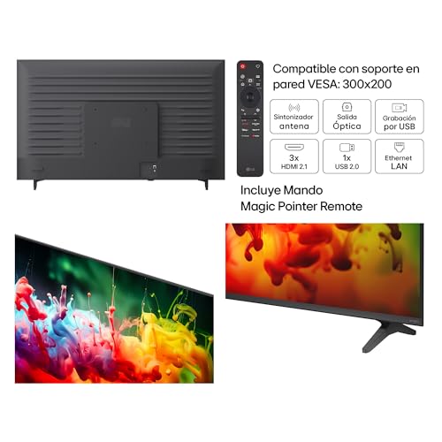 Miniatura 3 de LG 55QNED70B6C - TV 55", QNED MiniLED, 4K AI, Smart TV, WebOS 25, Sin Reflejos al 94%, Procesador Alpha 5 Gen7 AI, 120Hz, Super Upscaling, HDR10 y Dolby Digital Plus, Alexa/Google Assistant, Negro