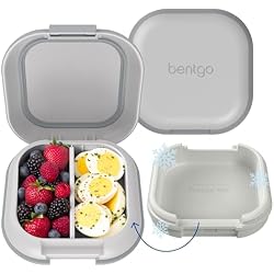 Bentgo Chill Mini Leak-Proof 3 or 4 Compartment Lunch Box | Built-In Ice Pack Keeps Food Cold, 2.7-Cup Capacity for Snacks or Sandwich, PFAS & BPA-Free, Adults & Kids 3+ (Crisp Grays)