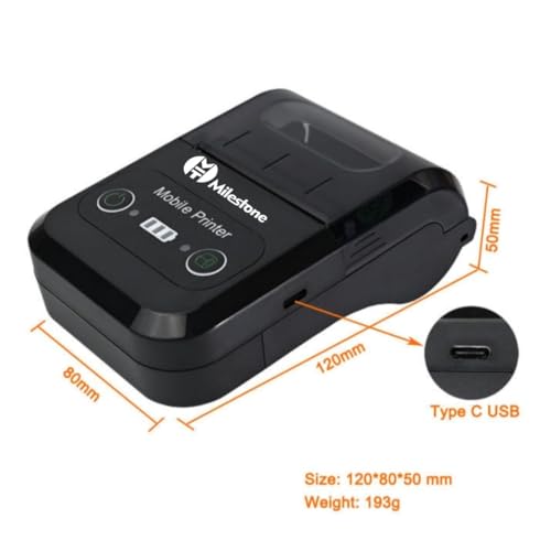 Image of Milestone MPT-II 58mm Thermal Printer Bluetooth POS Android 2 Inch Receipt Bill Printing Machine for Shop Restaurant Swiggy Zomato KOT Mall Mini Market with 10pcs Thermal Roll