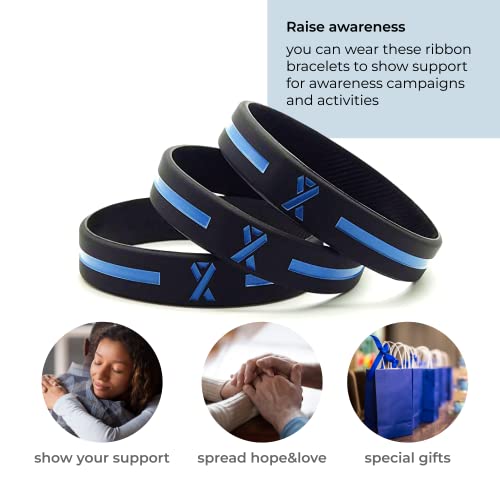 Inkstone Awareness Ribbon Silicone Bracelets (12-pack) - Wholesale Pack of 1 Dozen Unisex Wristbands for Men Women - Cancer Survivor Hospital Gifts Party Favors Giveaways Goodie Bag Items4