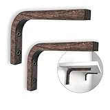 EvenWood 2-Piece Set of Wooden Shelf Brackets - L Shelf Holders - Floating Shelf Brackets 6 inch - Wood Shelf Supports - Solid Wood Wall Mount Corner Brace – Smooth Surface - Includes Mounting Screws