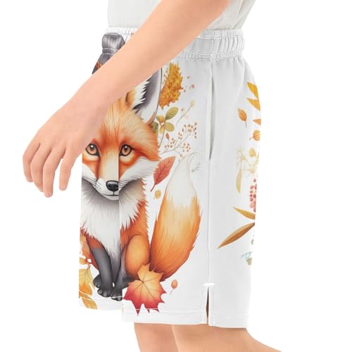 Fox Fall Pull-On Kids Shorts Elastic Waist Big Boys Vacation Shorts with Pockets XS4