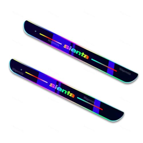 シエンタ サイドステップガード スカッフプレート車の装飾ストリップ シエンタ 10系 7色 LED流れる アクリル製 自動変色 USB充電 簡単取り付け LED発光 2点セット 内装パーツ(前席(長)2点)