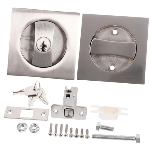 LALAFINA 1Set Pocket Door Lock with Key Modern Privacy Latch Hardware Durable Invisible Lock for Interior Doors Stable Design with Wide Knob for Easy Use Stylish Shape for Any Room