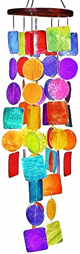 Bellaa Windchimes, Capiz, Rainbow Sea Glass Wind Chimes, Wind Chimes, Outdoor Decor, Home Decor, Garden Decor, Hanging Windchimes, Windchime, Decoration #TOP2