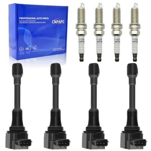 Image of 4 PCS UF549 Ignition Coil Pack with 9029 Spark Plugs Compatible with Nissan Altima March NP300 Rogue Sentra 2007-2019 Pathfinder 1.6L 1.8L 2.5L, for Infiniti FX50 M56 Q70 5.0 5.6L # 5C1753 C1696