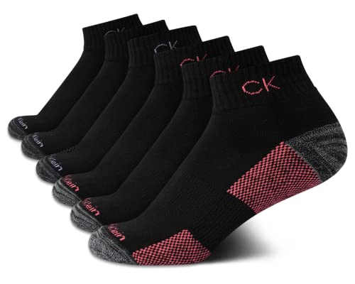 Image of Calvin Klein Quarter Socks for Women - 6 Pack Cushioned Ankle Socks - Quarter Cut, Breathable, Lightweight, Athletic Design